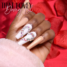  Pink Rhinestone Heart Shaped Valentines Day Press On Nails