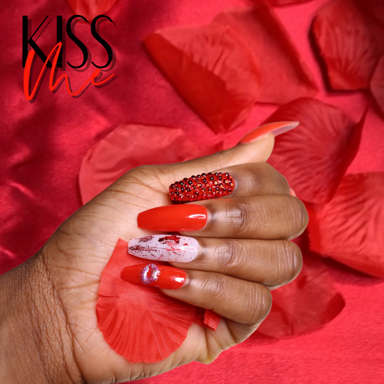 Red Lips Valentines Day Press On Nails