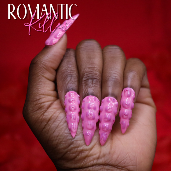 Pink Crocodile Valentines Day Nail Design Press On Nails