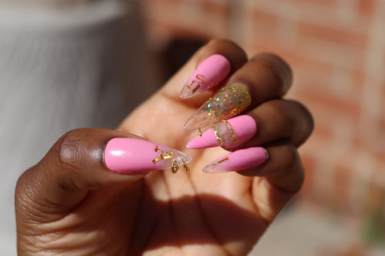 Pink and Gold Ombre Press On Nails