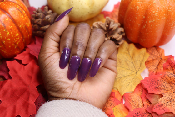 wine purple press on nails