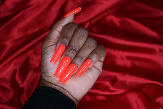 neon red valentines press on nails