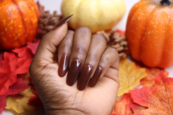 brown press on nails