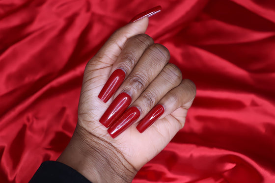 red valentines press on nails